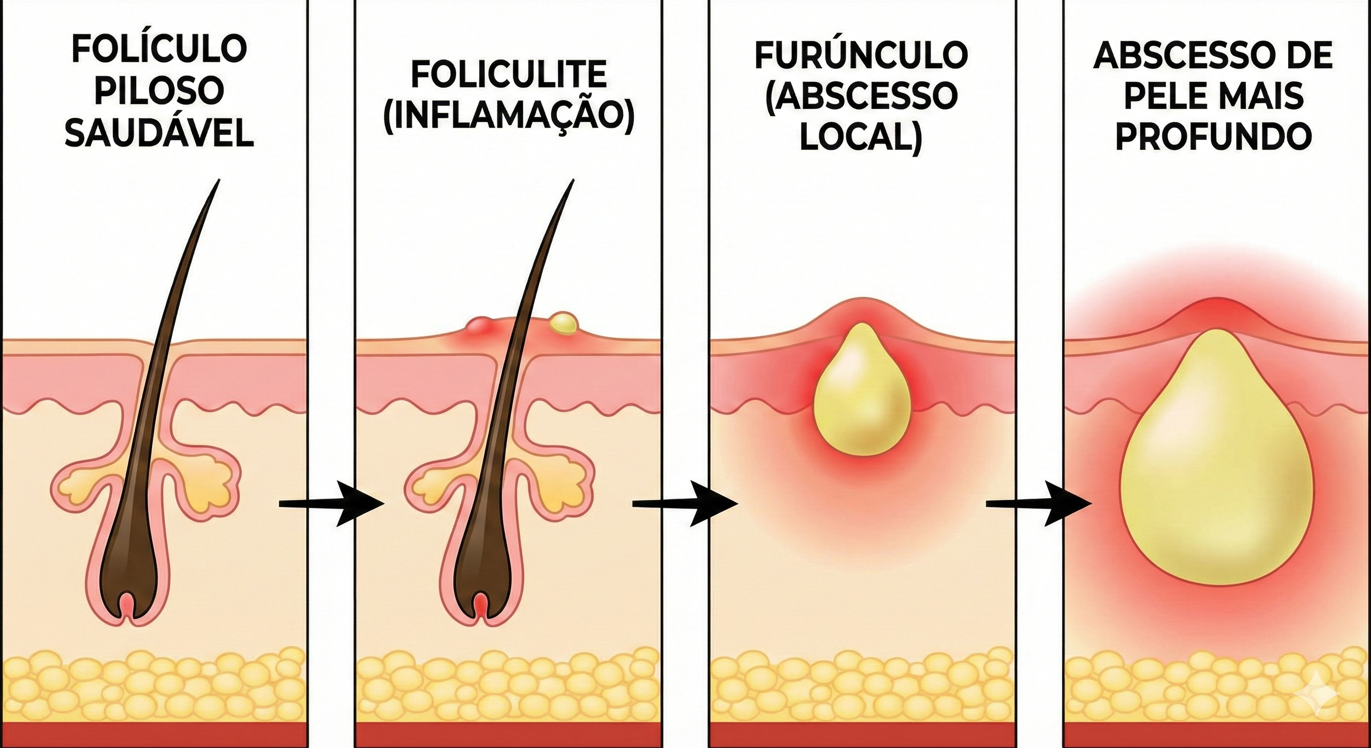 Proceso de formação de furúnculos.