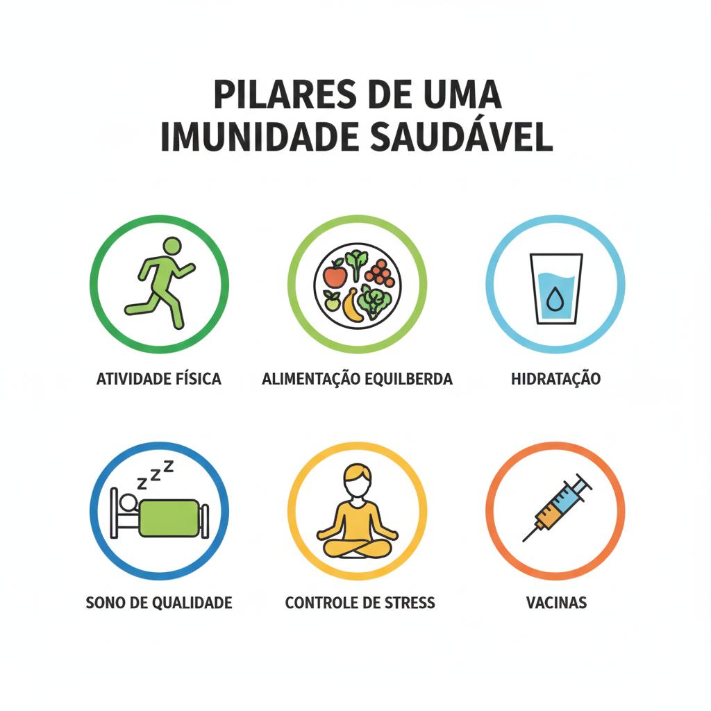 Pilares de hábitos de vida saudáveis.