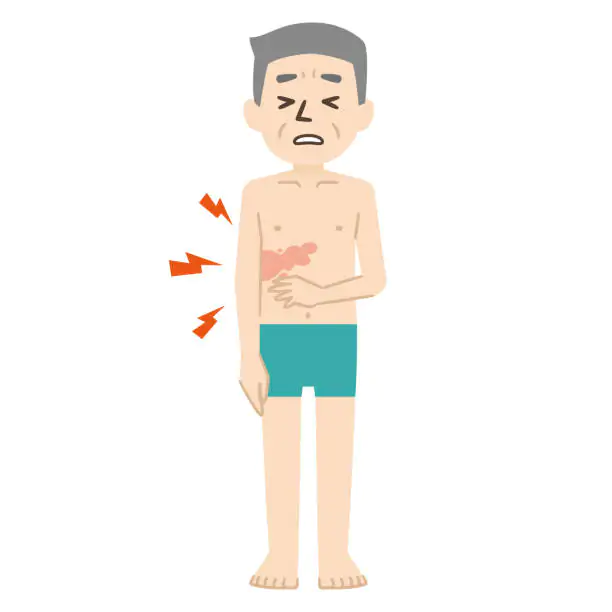 Homem com dor pela Herpes zoster